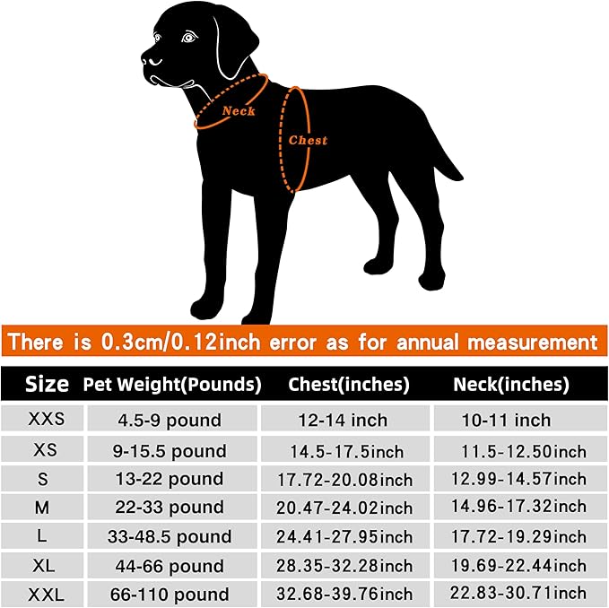 MOKCCI Truelove Cooling Vest for Dogs Size Guide